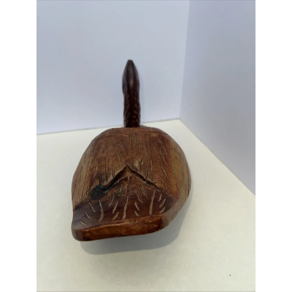 Hand Carved Wood Duck Figurine Vintage Artist Signed Delphine Nelson 6